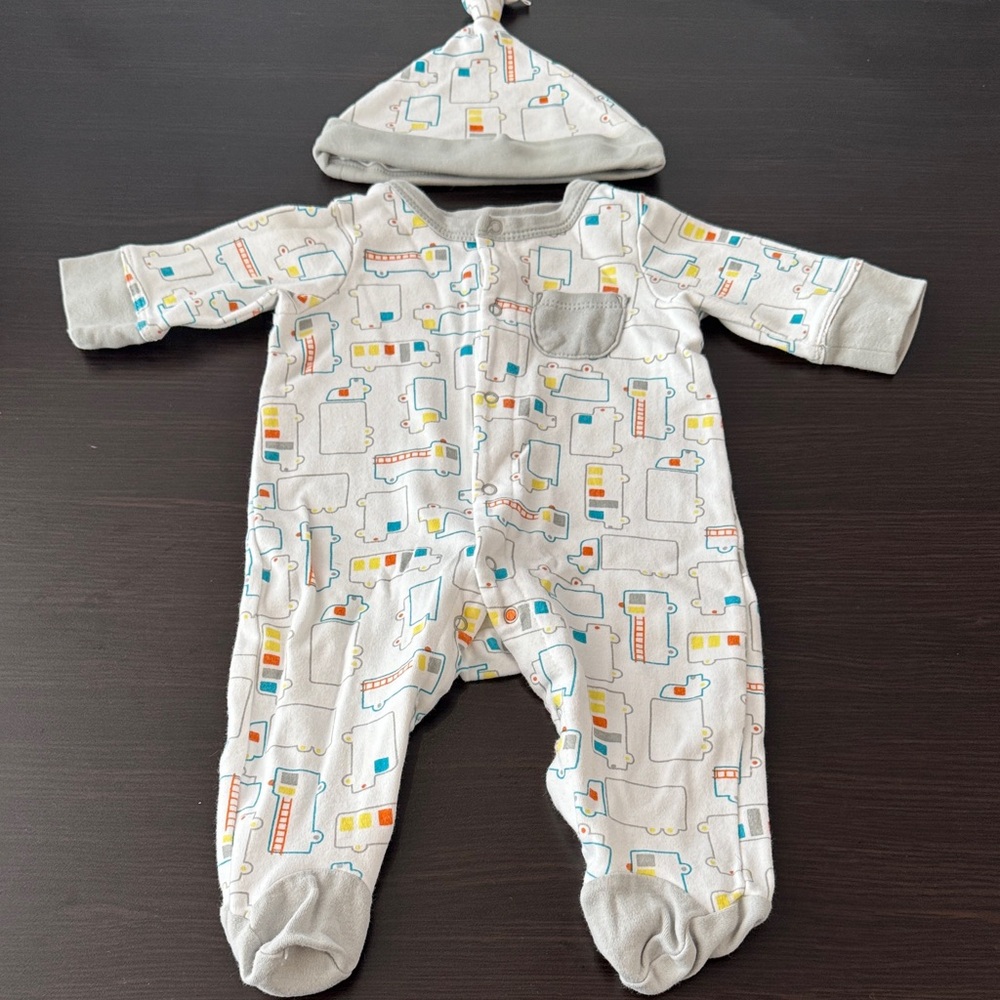Offspring Gray and Multicolor Kids One Piece Footie